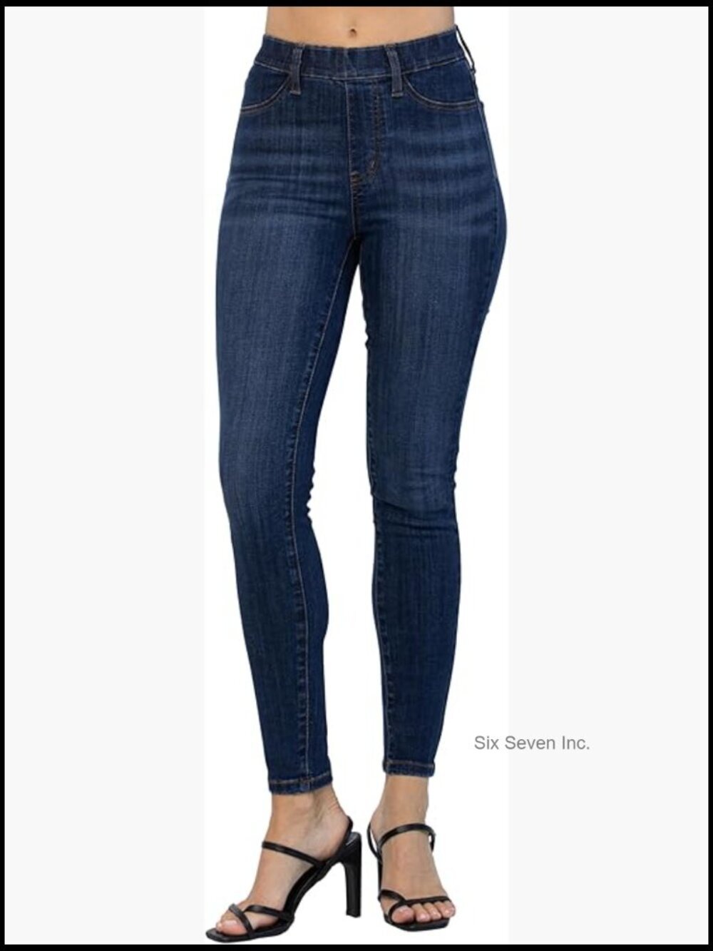 High Waist Patch Pocket Pull-On Skinny Jeans
